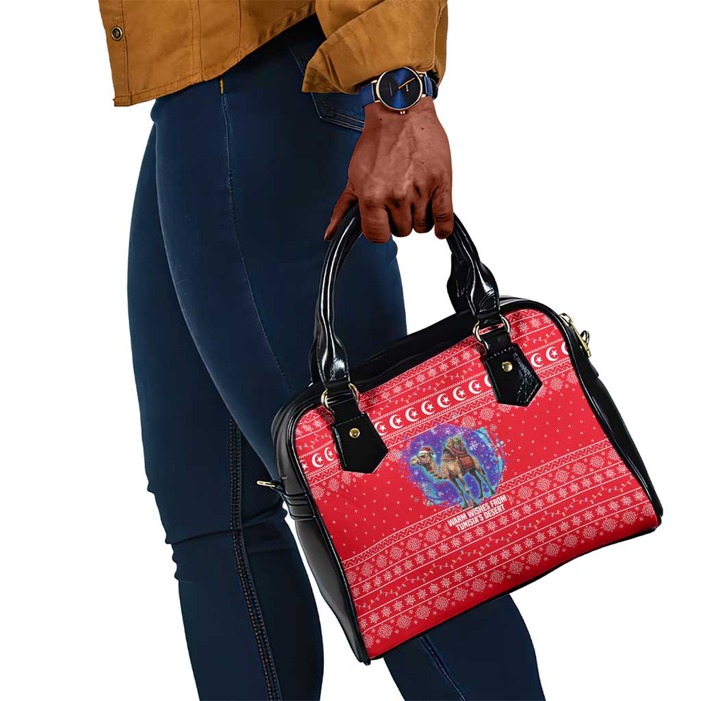 Tunisia Christmas Shoulder Handbag Desert Camel Crescent Snowflake Pattern - African Pride