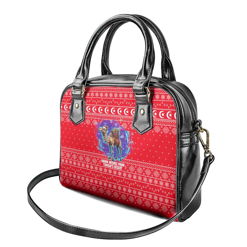 Tunisia Christmas Shoulder Handbag Desert Camel Crescent Snowflake Pattern - African Pride