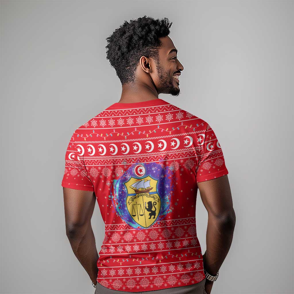 Tunisia Christmas T shirt Desert Camel Crescent Snowflake Pattern - African Pride