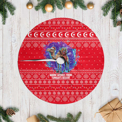 Tunisia Christmas Tree Skirt Desert Camel Crescent Snowflake Pattern - African Pride