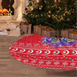 Tunisia Christmas Tree Skirt Desert Camel Crescent Snowflake Pattern - African Pride