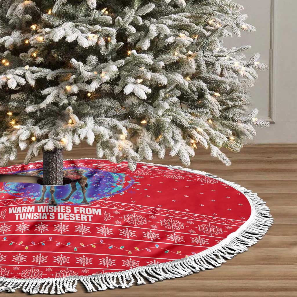 Tunisia Christmas Tree Skirt Desert Camel Crescent Snowflake Pattern - African Pride