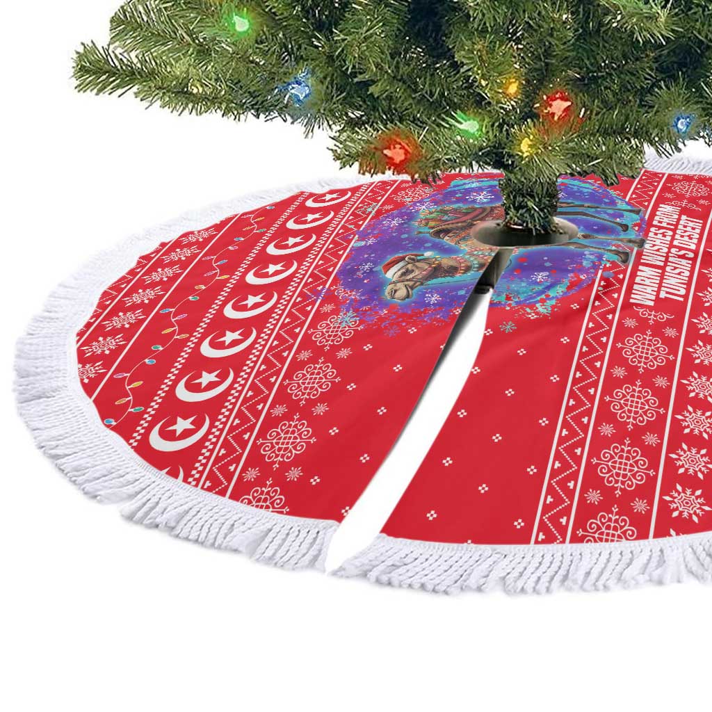 Tunisia Christmas Tree Skirt Desert Camel Crescent Snowflake Pattern - African Pride