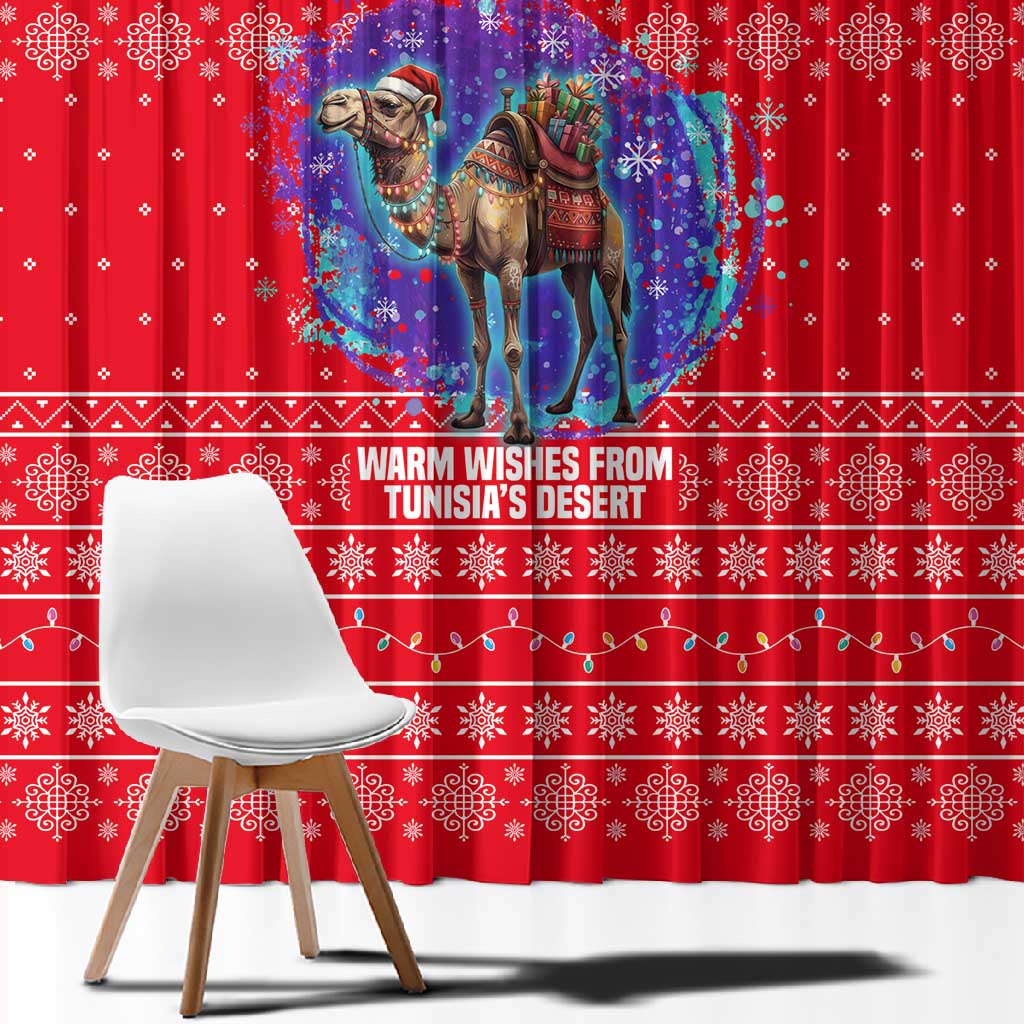 Tunisia Christmas Window Curtain Desert Camel Crescent Snowflake Pattern - African Pride