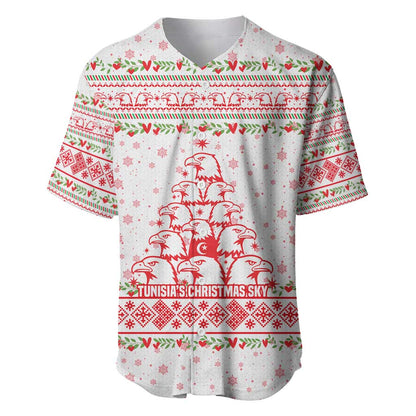 Tunisia Christmas Baseball Jersey Falcon Tree Snowflake and Festive Borders - African Pride