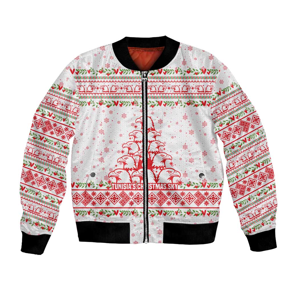 Tunisia Christmas Bomber Jacket Falcon Tree Snowflake and Festive Borders - African Pride