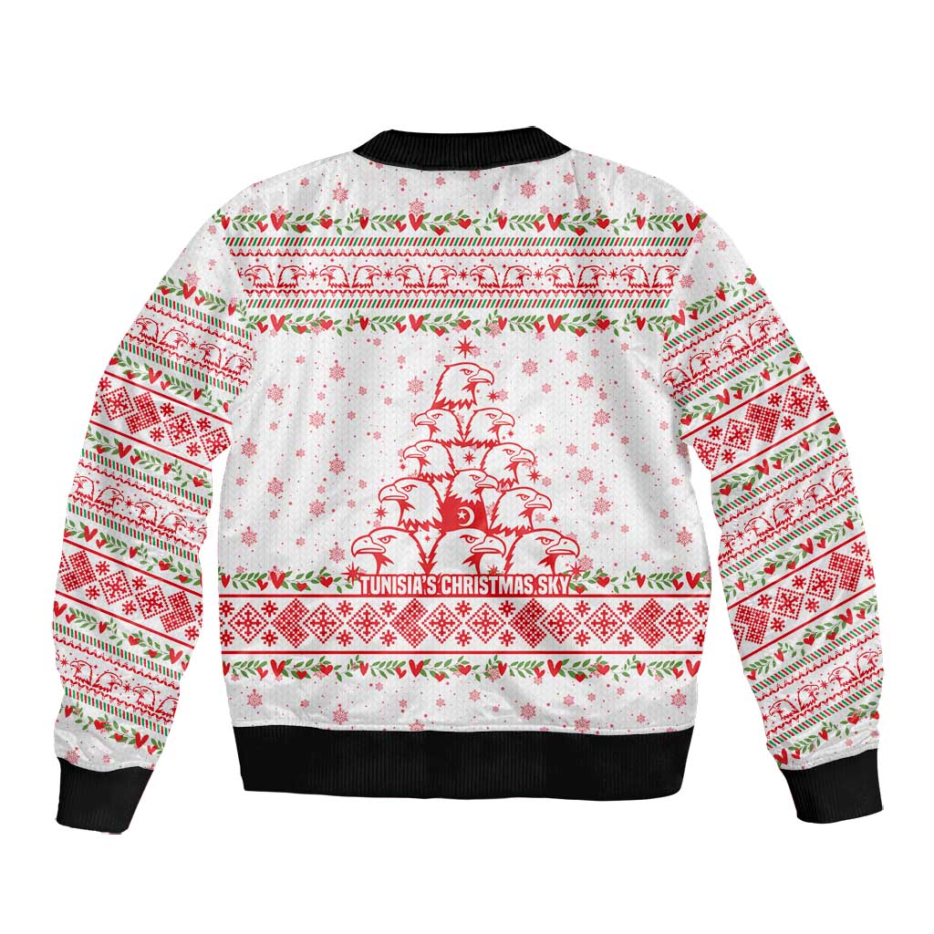Tunisia Christmas Bomber Jacket Falcon Tree Snowflake and Festive Borders - African Pride