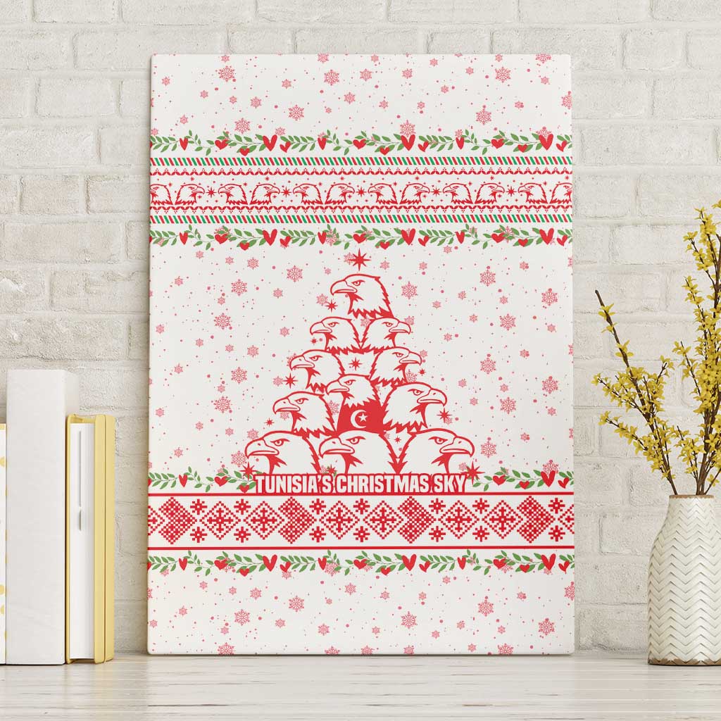 Tunisia Christmas Canvas Wall Art Falcon Tree Snowflake and Festive Borders - African Pride
