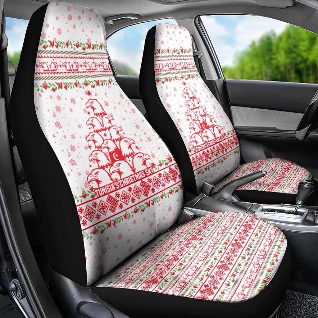 Tunisia Christmas Car Seat Cover Falcon Tree Snowflake and Festive Borders - African Pride