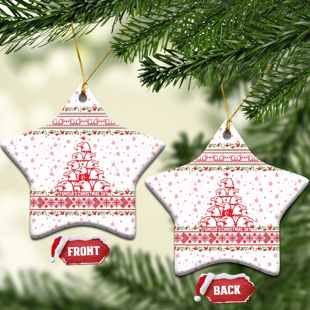 Tunisia Christmas Ceramic Ornament Falcon Tree Snowflake and Festive Borders - African Pride