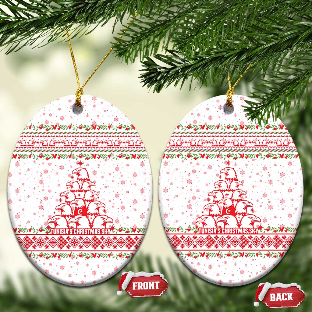 Tunisia Christmas Ceramic Ornament Falcon Tree Snowflake and Festive Borders - African Pride