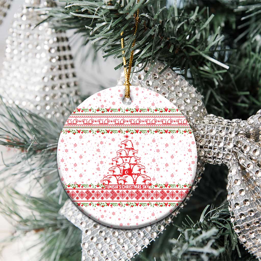 Tunisia Christmas Ceramic Ornament Falcon Tree Snowflake and Festive Borders - African Pride