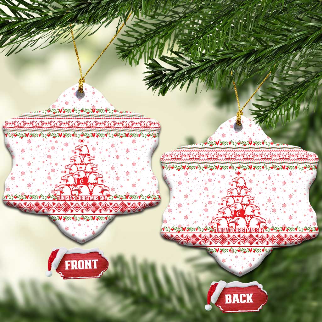Tunisia Christmas Ceramic Ornament Falcon Tree Snowflake and Festive Borders - African Pride