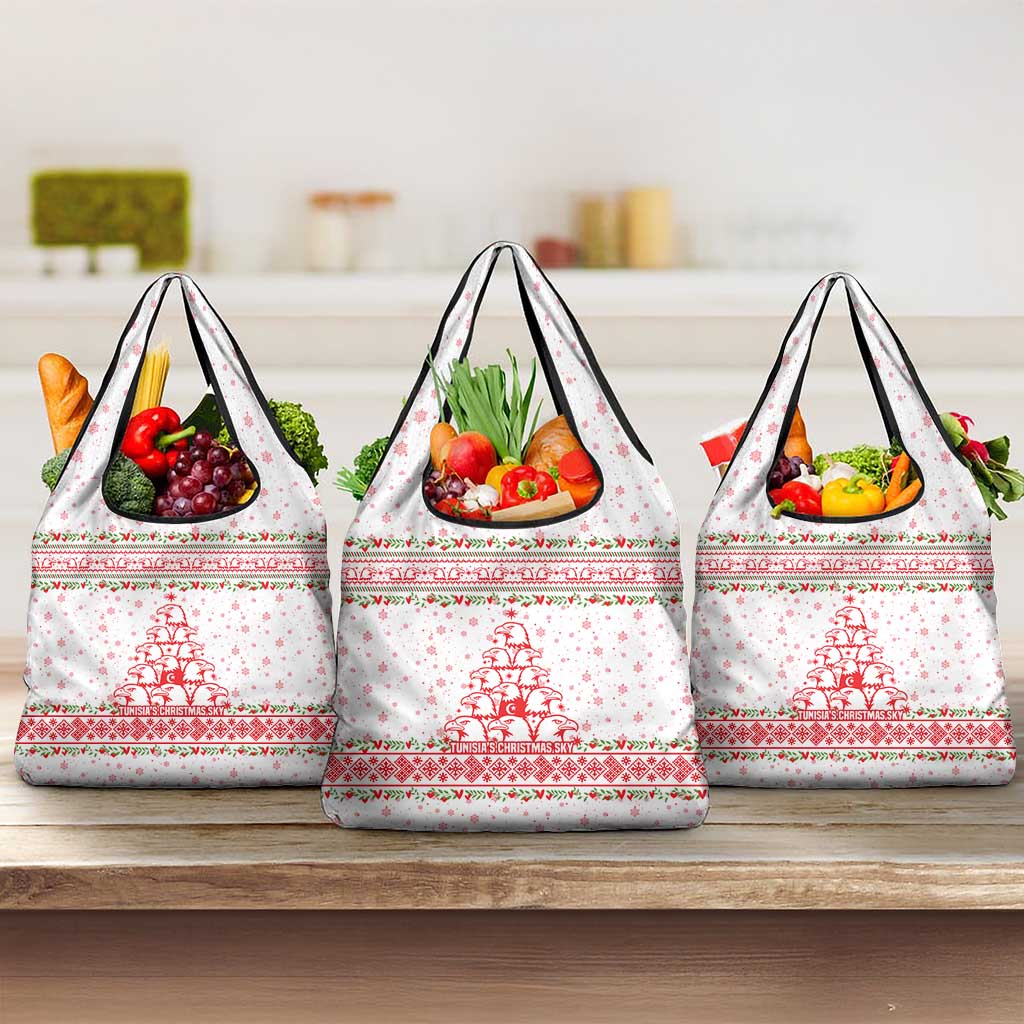 Tunisia Christmas Grocery Bag Falcon Tree Snowflake and Festive Borders - African Pride
