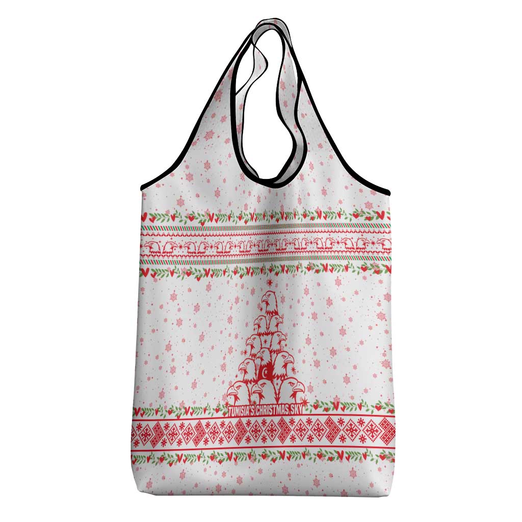 Tunisia Christmas Grocery Bag Falcon Tree Snowflake and Festive Borders - African Pride