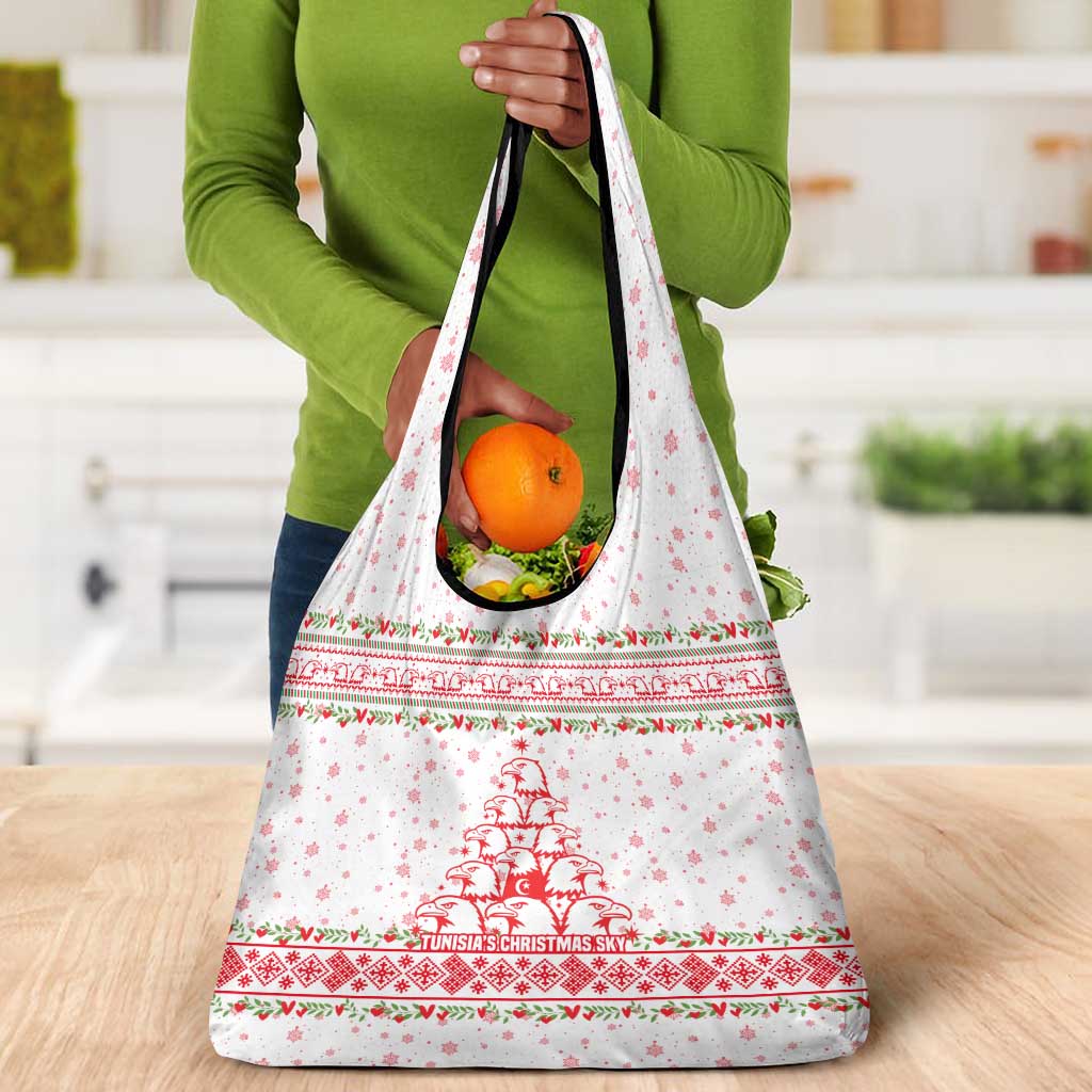 Tunisia Christmas Grocery Bag Falcon Tree Snowflake and Festive Borders - African Pride