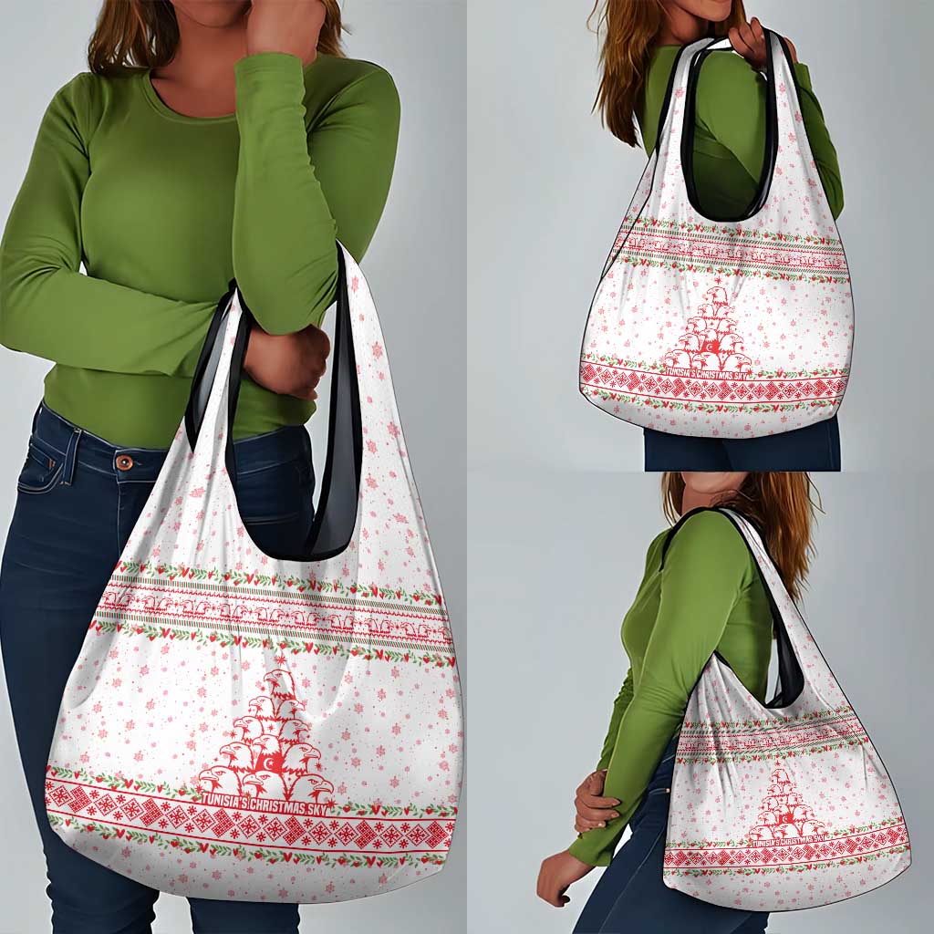 Tunisia Christmas Grocery Bag Falcon Tree Snowflake and Festive Borders - African Pride