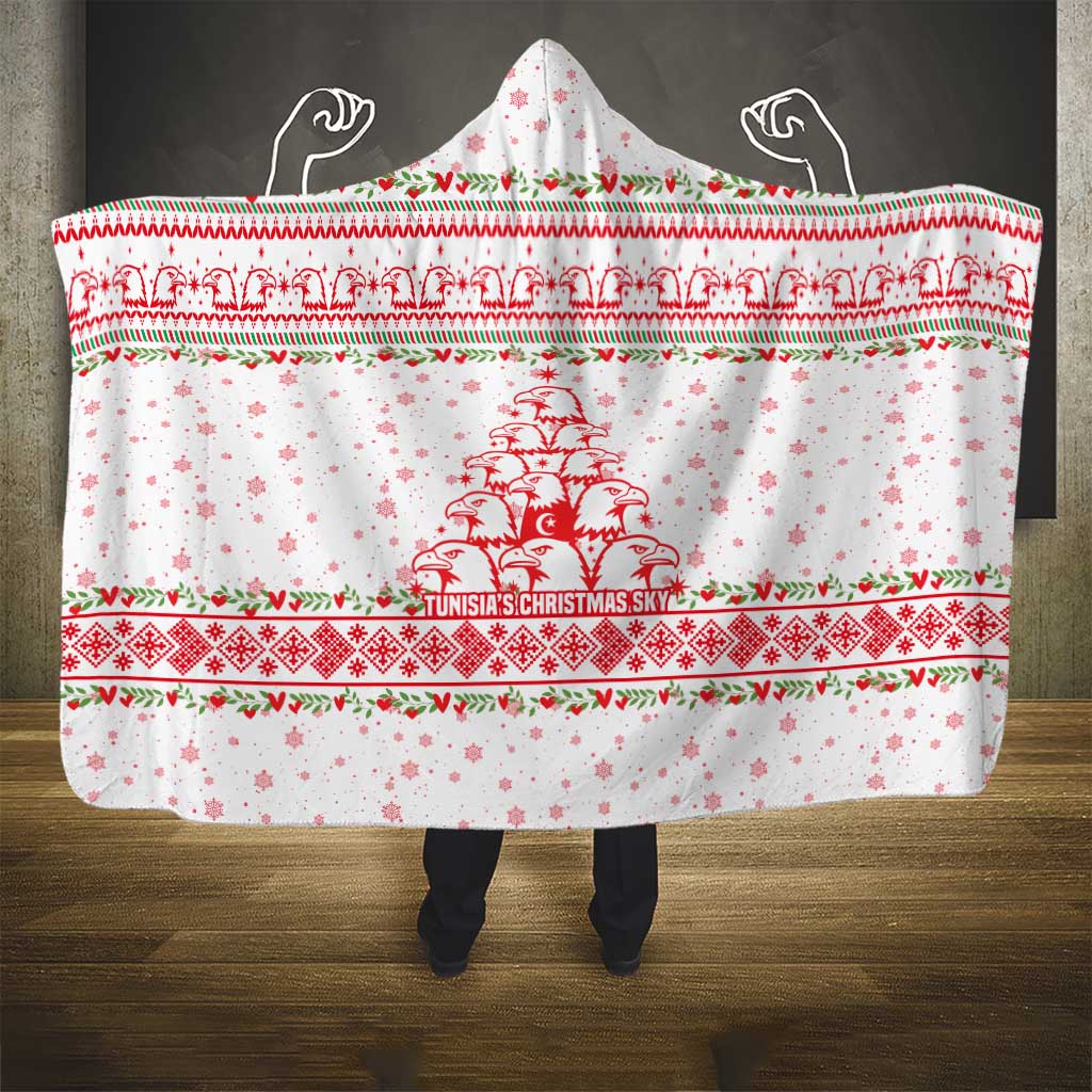Tunisia Christmas Hooded Blanket Falcon Tree Snowflake and Festive Borders - African Pride