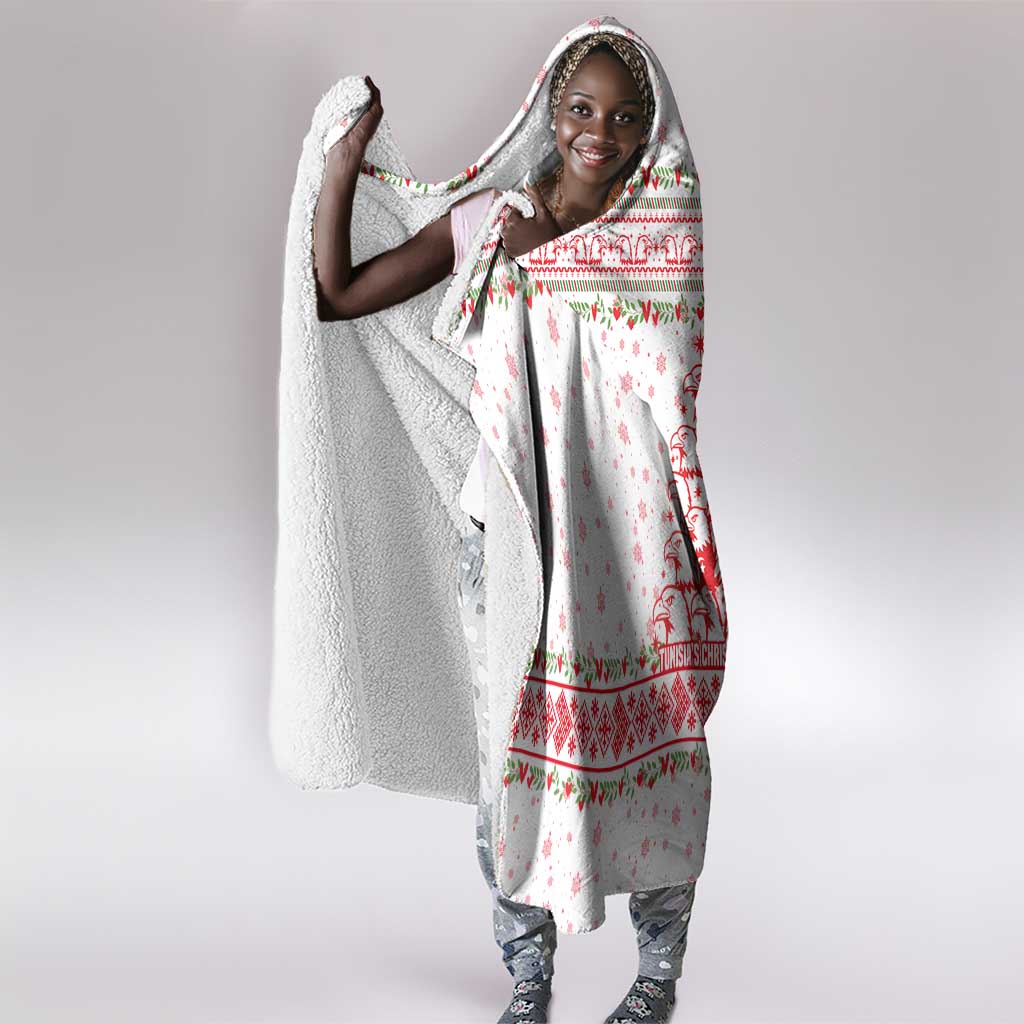 Tunisia Christmas Hooded Blanket Falcon Tree Snowflake and Festive Borders - African Pride