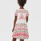 Tunisia Christmas Kid Short Sleeve Dress Falcon Tree Snowflake and Festive Borders - African Pride