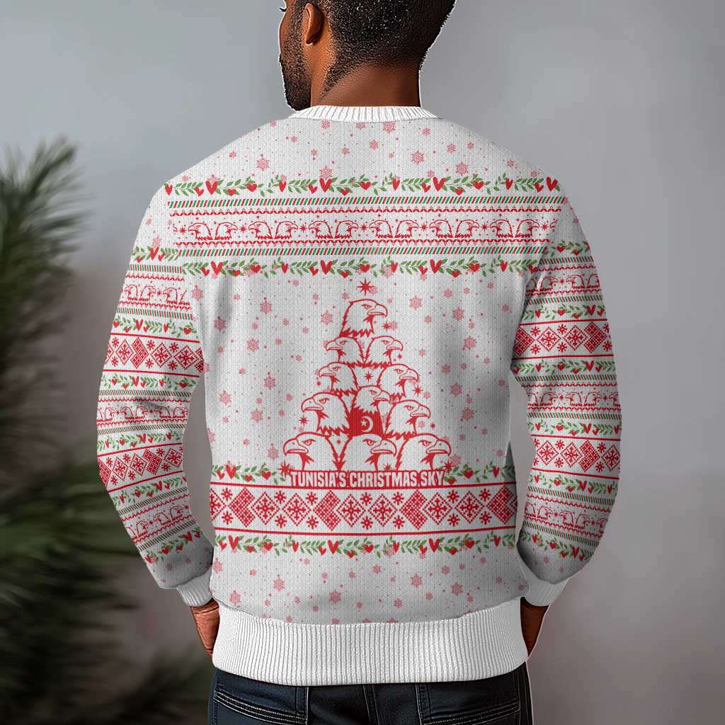 Tunisia Christmas Ugly Christmas Sweater Falcon Tree Snowflake and Festive Borders - African Pride