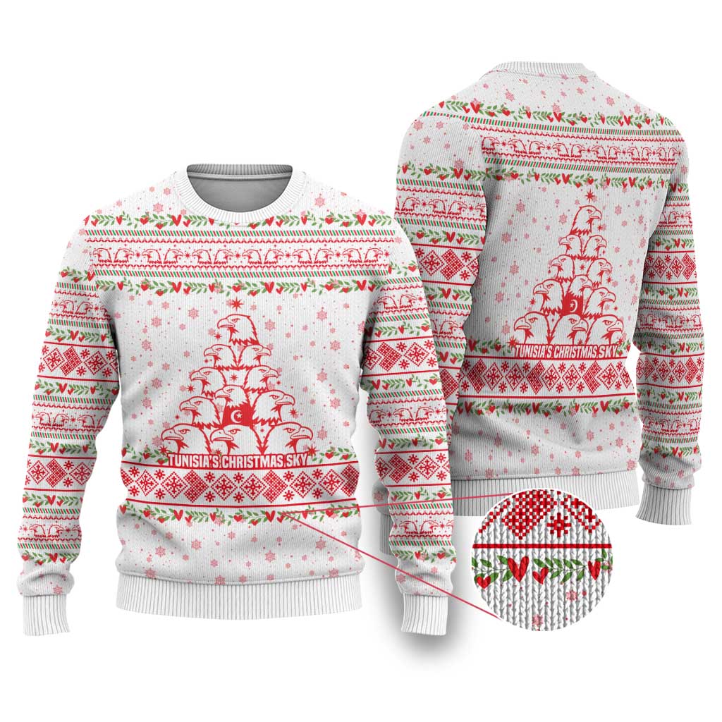 Tunisia Christmas Ugly Christmas Sweater Falcon Tree Snowflake and Festive Borders - African Pride