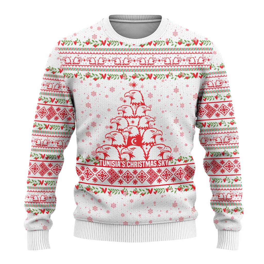 Tunisia Christmas Ugly Christmas Sweater Falcon Tree Snowflake and Festive Borders - African Pride