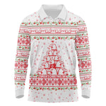 Tunisia Christmas Long Sleeve Polo Shirt Falcon Tree Snowflake and Festive Borders - African Pride