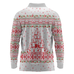 Tunisia Christmas Long Sleeve Polo Shirt Falcon Tree Snowflake and Festive Borders - African Pride