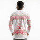 Tunisia Christmas Long Sleeve Polo Shirt Falcon Tree Snowflake and Festive Borders - African Pride