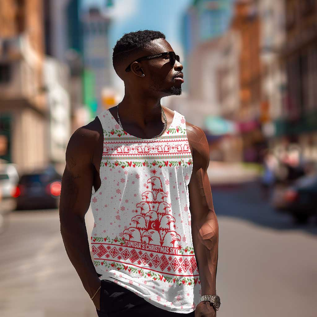 Tunisia Christmas Men Tank Top Falcon Tree Snowflake and Festive Borders - African Pride