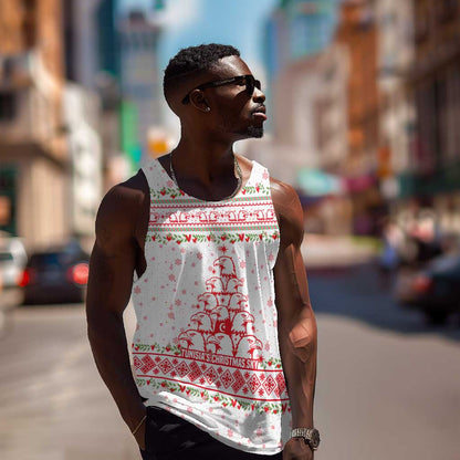 Tunisia Christmas Men Tank Top Falcon Tree Snowflake and Festive Borders - African Pride