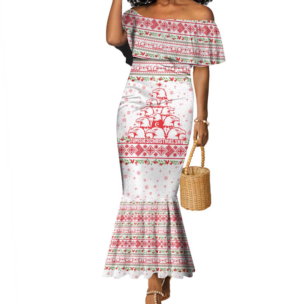 Tunisia Christmas Mermaid Dress Falcon Tree Snowflake and Festive Borders - African Pride