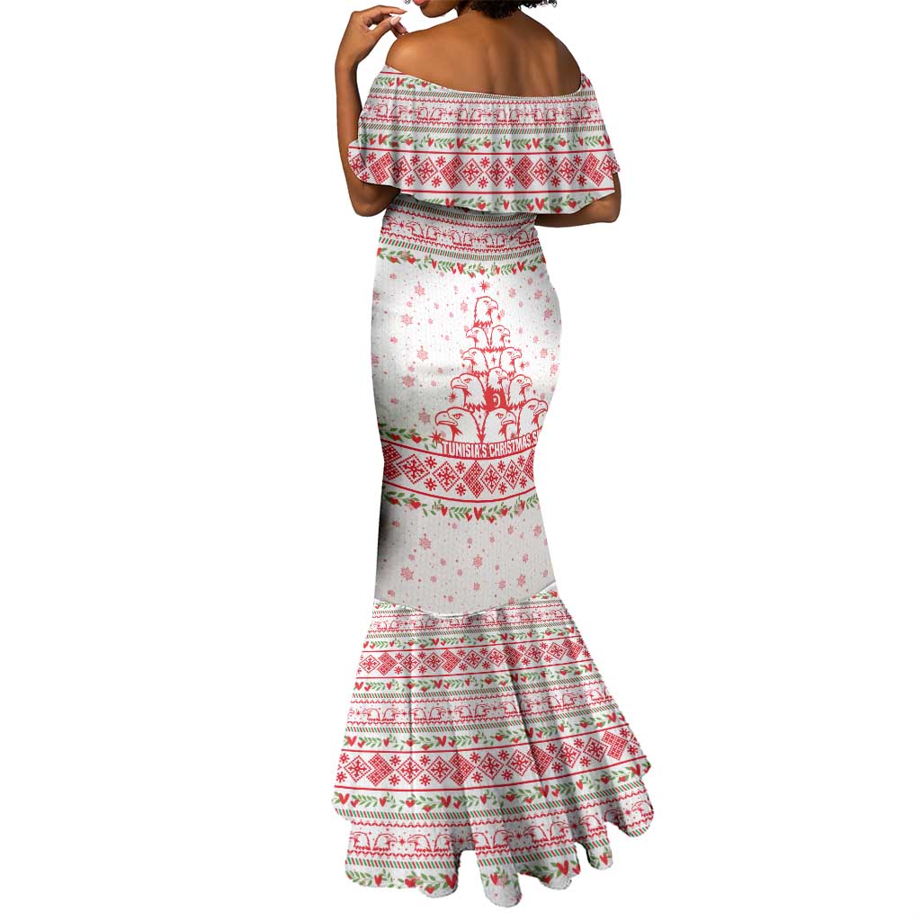 Tunisia Christmas Mermaid Dress Falcon Tree Snowflake and Festive Borders - African Pride