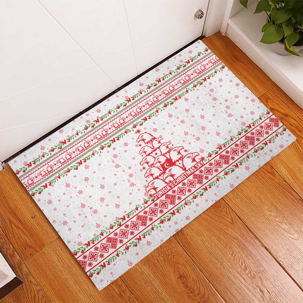 Tunisia Christmas Rubber Doormat Falcon Tree Snowflake and Festive Borders - African Pride