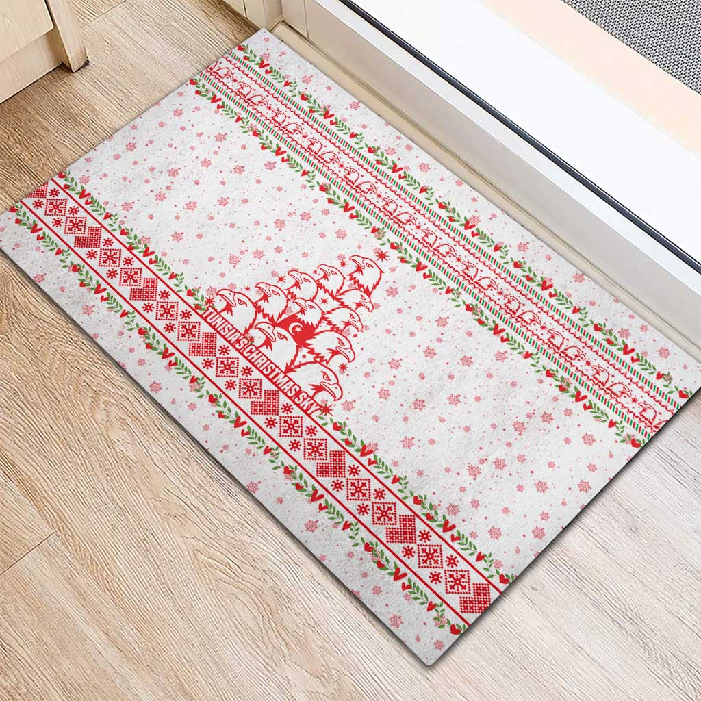 Tunisia Christmas Rubber Doormat Falcon Tree Snowflake and Festive Borders - African Pride