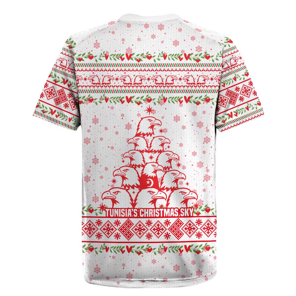 Tunisia Christmas Rugby Jersey Falcon Tree Snowflake and Festive Borders - African Pride