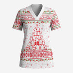Tunisia Christmas Scrub Top Falcon Tree Snowflake and Festive Borders - African Pride