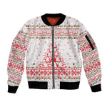 Tunisia Christmas Sleeve Zip Bomber Jacket Falcon Tree Snowflake and Festive Borders - African Pride
