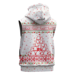 Tunisia Christmas Sleeveless Hoodie Falcon Tree Snowflake and Festive Borders - African Pride