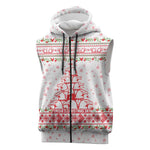 Tunisia Christmas Sleeveless Zip Hoodie Falcon Tree Snowflake and Festive Borders - African Pride