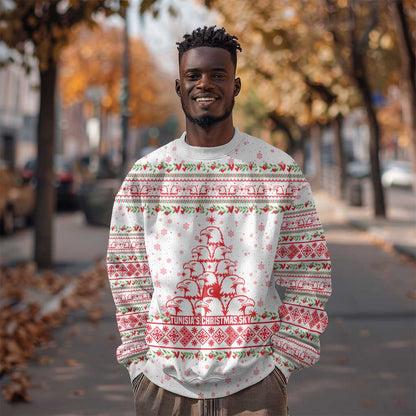 Tunisia Christmas Sweatshirt Falcon Tree Snowflake and Festive Borders - African Pride