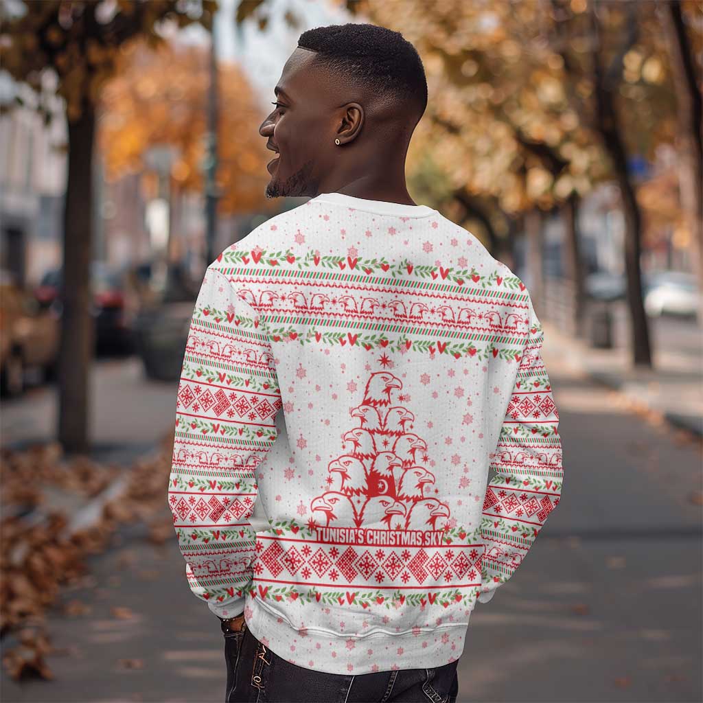 Tunisia Christmas Sweatshirt Falcon Tree Snowflake and Festive Borders - African Pride