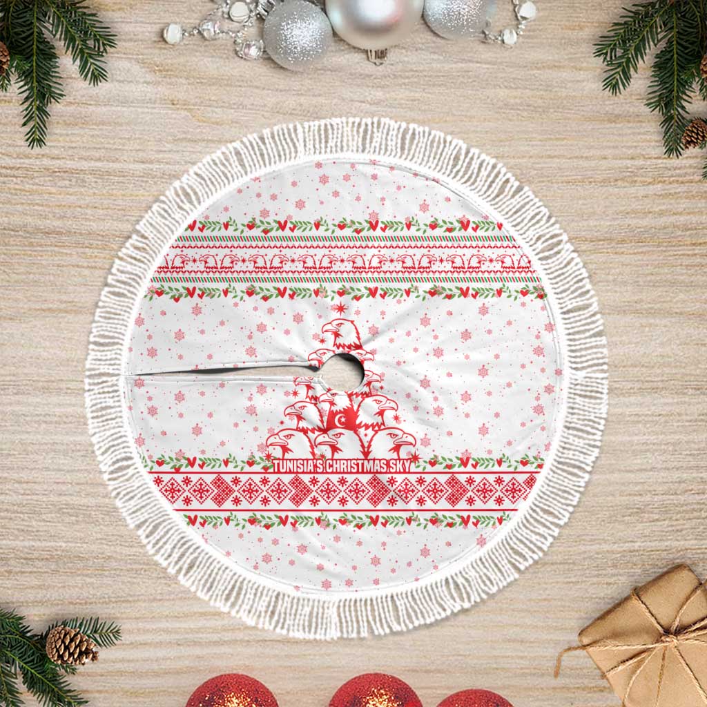 Tunisia Christmas Tree Skirt Falcon Tree Snowflake and Festive Borders - African Pride