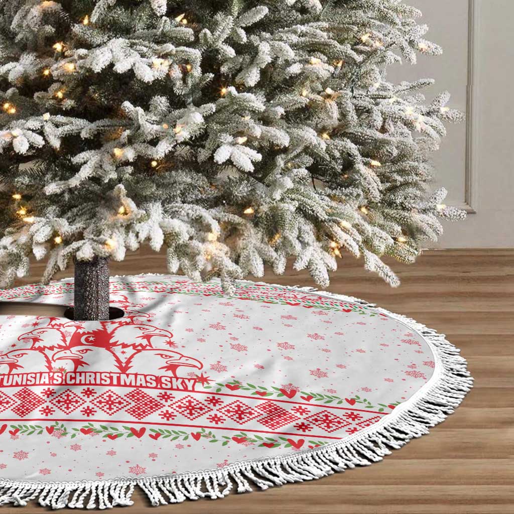 Tunisia Christmas Tree Skirt Falcon Tree Snowflake and Festive Borders - African Pride