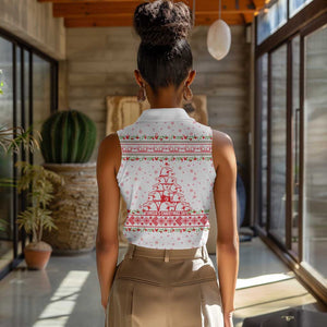 Tunisia Christmas Women Sleeveless Polo Shirt Falcon Tree Snowflake and Festive Borders - African Pride