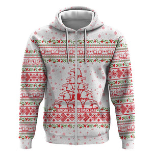Tunisia Christmas Zip Hoodie Falcon Tree Snowflake and Festive Borders - African Pride