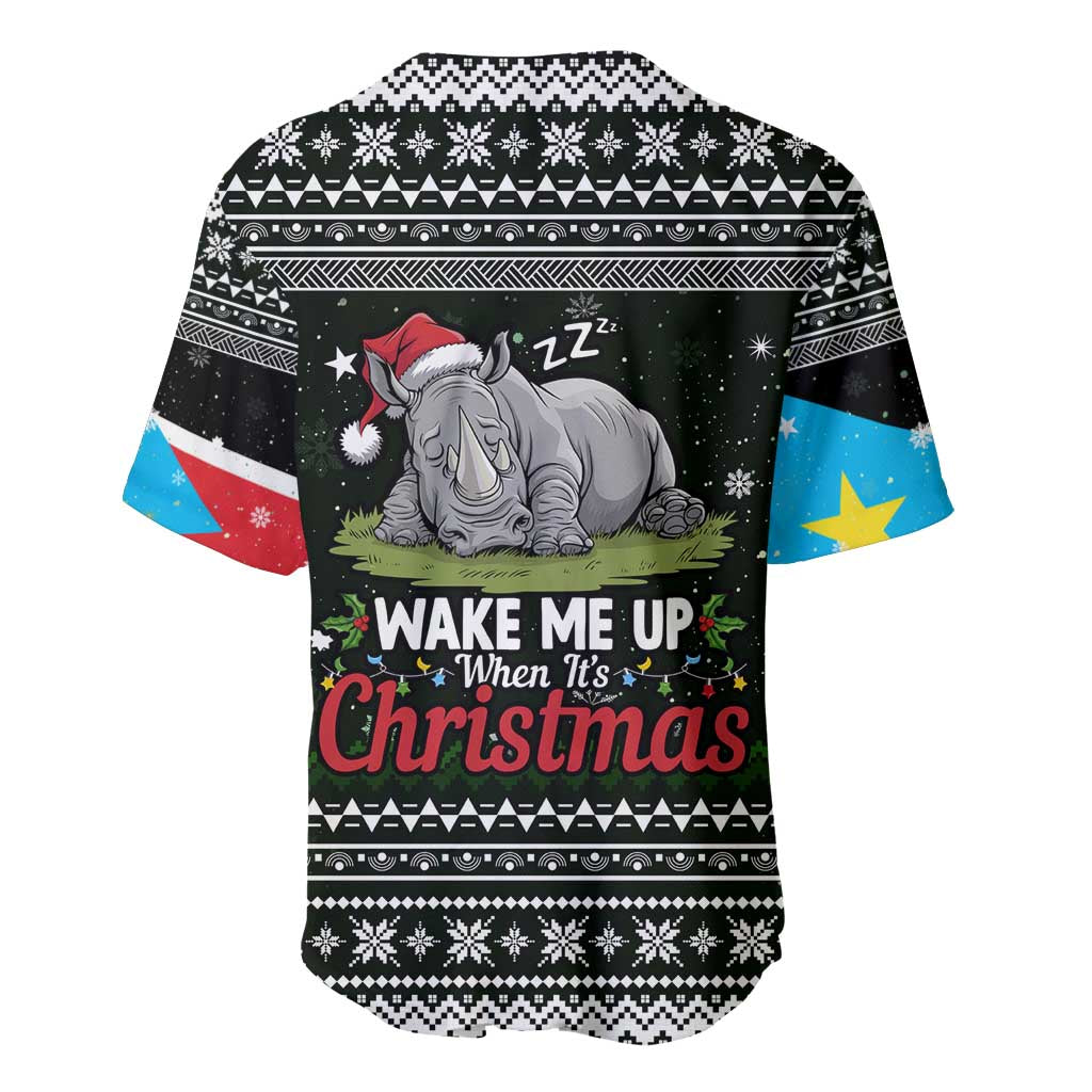 South Sudan Christmas Baseball Jersey National Map Flag Colors and Sleeping Rhino Motif - African Pride