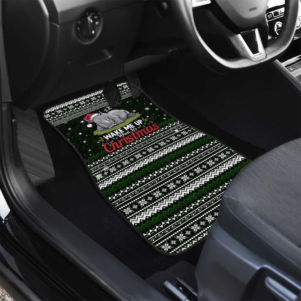 South Sudan Christmas Car Mats National Map Flag Colors and Sleeping Rhino Motif - African Pride