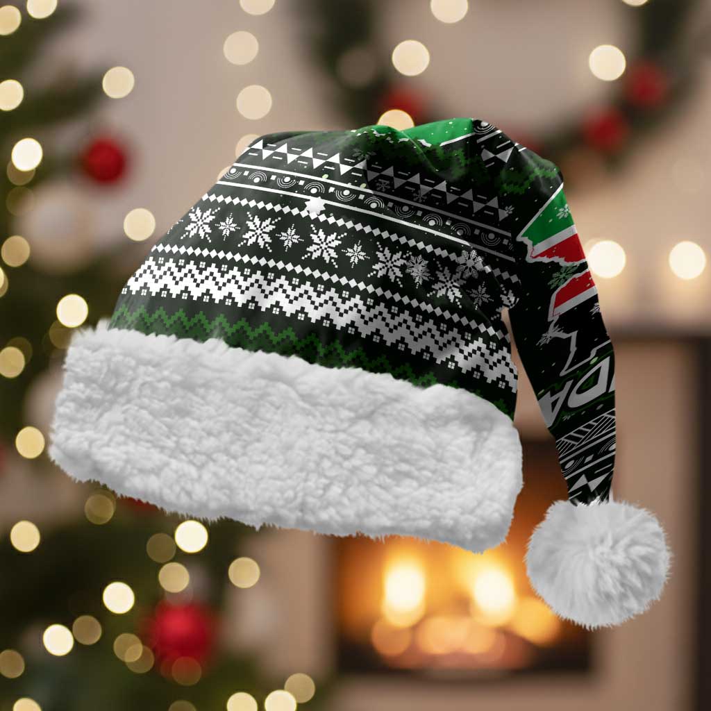 South Sudan Christmas Santa Hat National Map Flag Colors and Sleeping Rhino Motif - African Pride